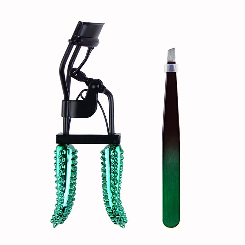 2 Pcs Stainless Steel Eyelash Curler with Eyebrow Tweezers Set - Image 2